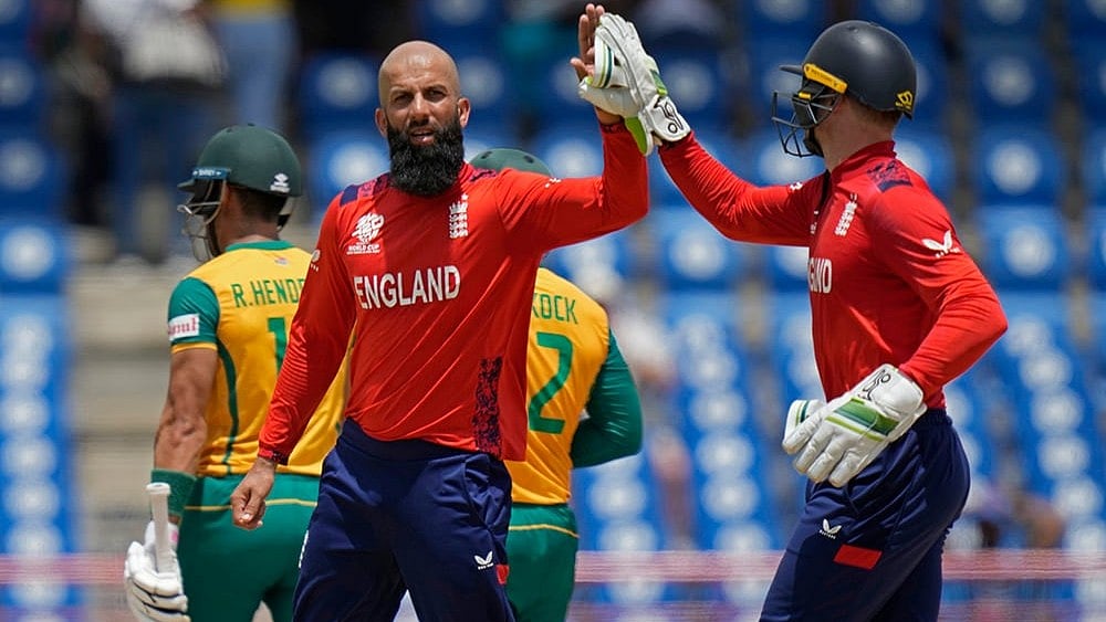 | Photo: AP/Ramon Espinosa : Moeen Ali was part of the ENG squad at the T20 World Cup 2024.