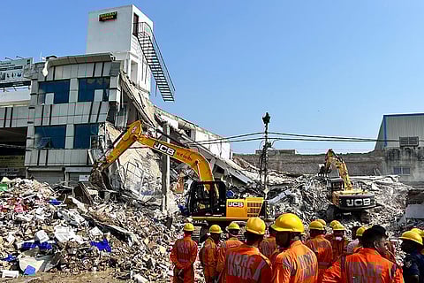 Relief work after building collapsed