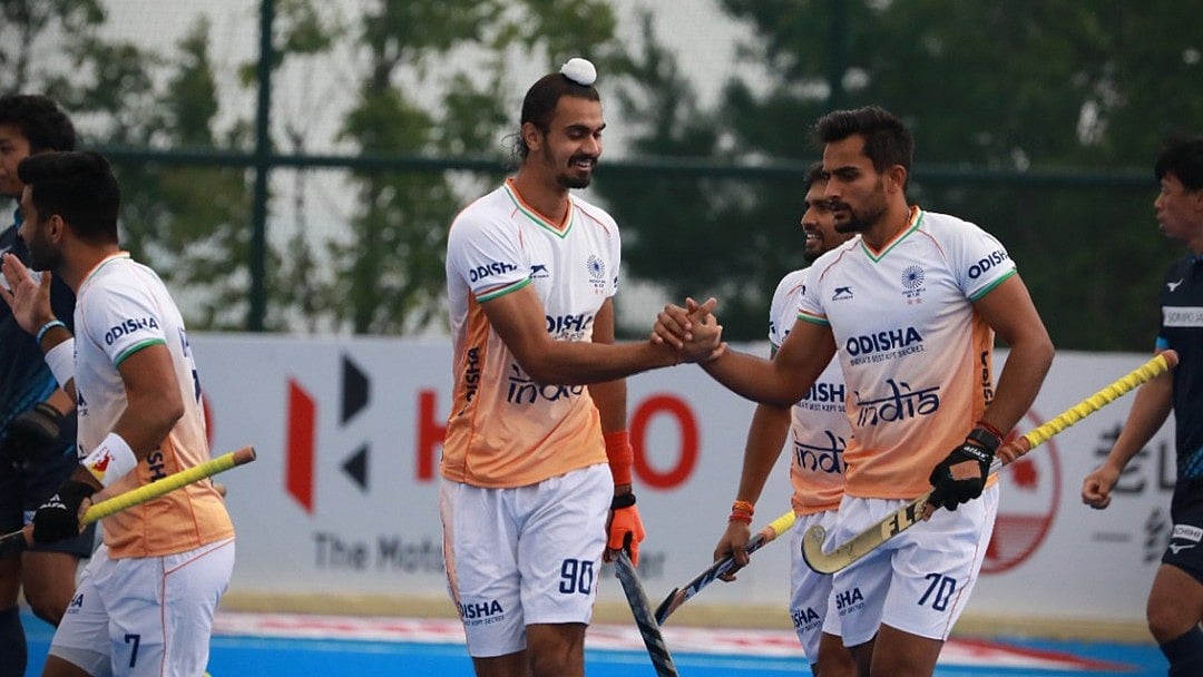 X | Hockey India  : A glimpse from India vs Japan Asian Champions match. 