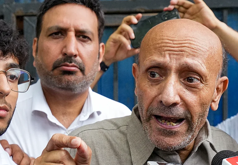 Er Rashid walks out of Tihar jail on interim bail. - PTI