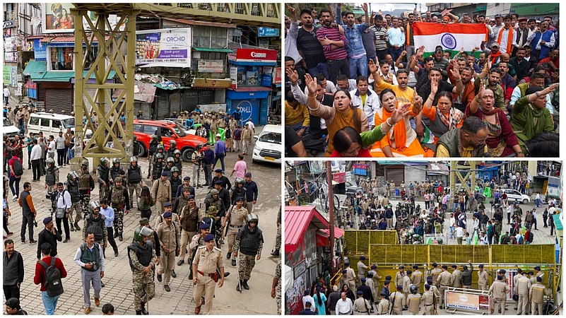 Massive protests held in Shimla amid prohibitory orders in Sanjauli area |