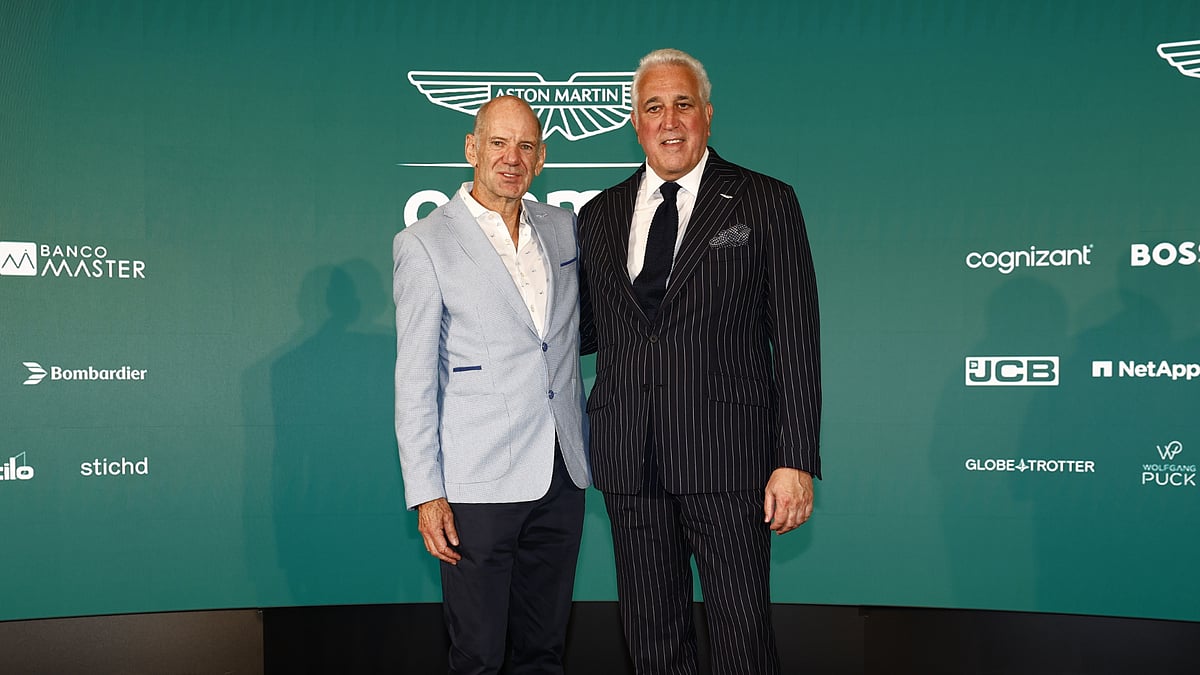 Lawrence Stroll (first from right) and Adrian Newey. 