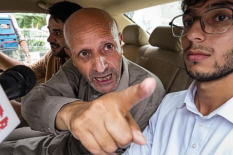 Engineer Rashid outside Tihar Jail