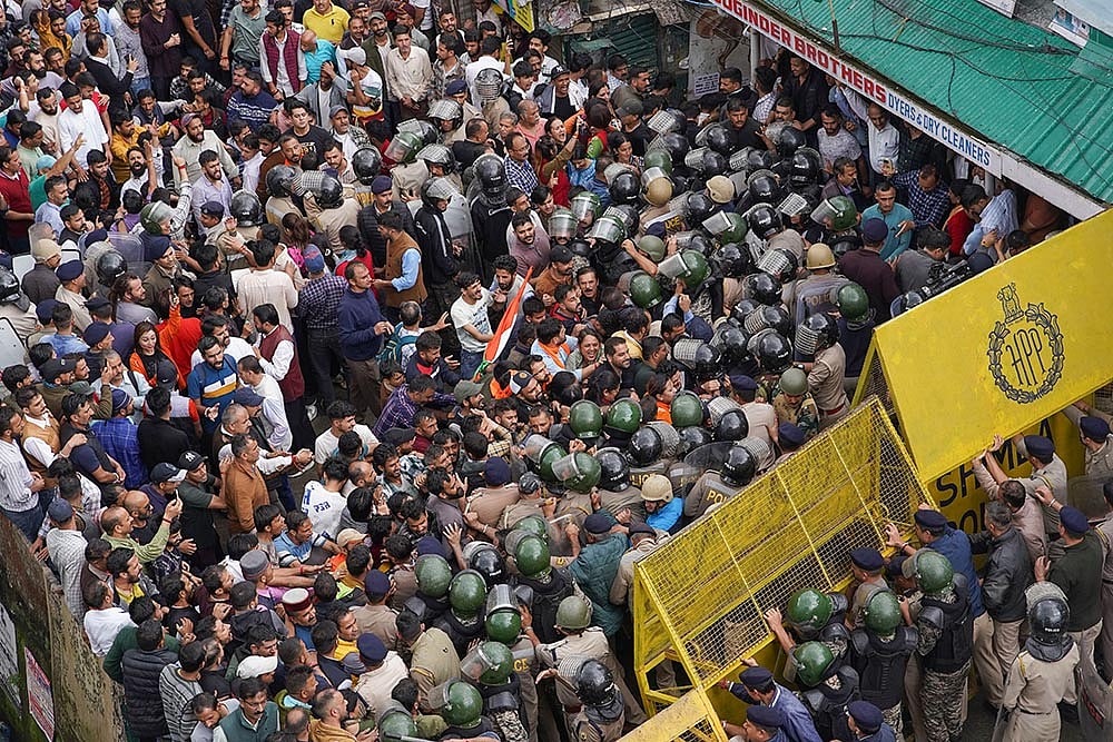 Photo: PTI : Mosque dispute: Protest in Himachal's Sanjauli