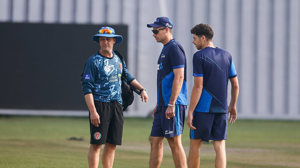 New Zealands captain, Tim Southee, centre, and Mitchell Santner. AP Photo