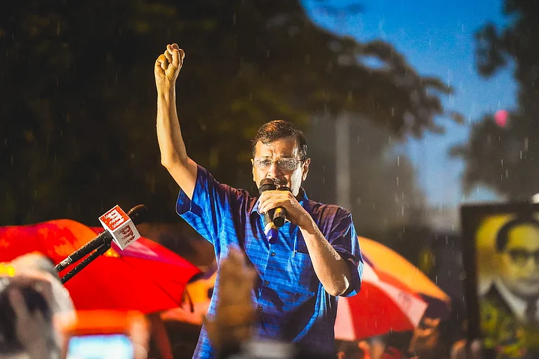 Delhi CM Arvind Kejriwal after coming out of Tihar jail on Friday, September 13 - X/@AAPDelhi