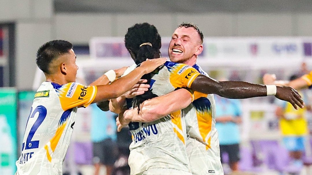 Chennaiyin FC's Daniel Chima Chukwu celebrating his goal with his teammates in the ISL 2024-25. - Photo: X | Chennaiyin FC