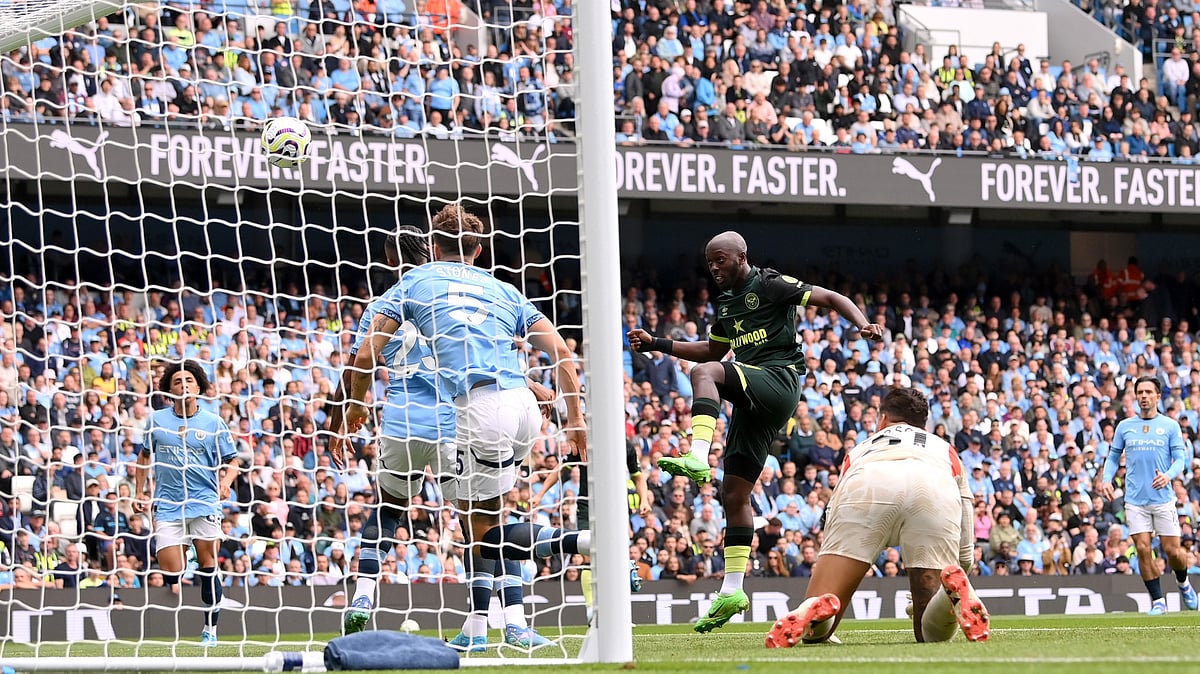 Photo: X | Mirror Football : Brentford's Yoane Wissa against Manchester City in the English Premier League.
