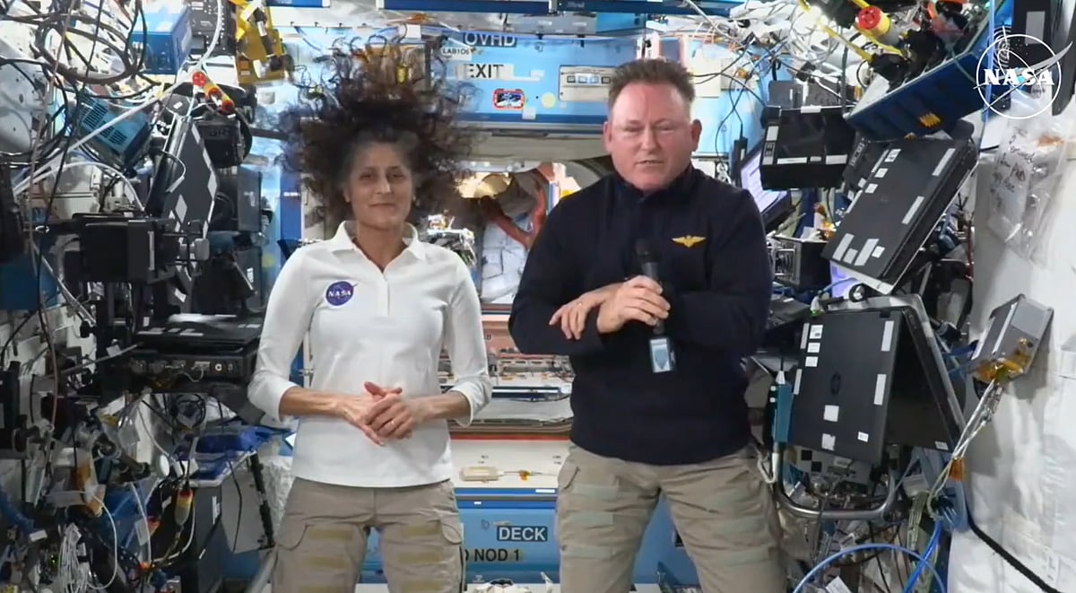 X/@NASA : Sunita Williams (L) and Butch Wilmore during the news conference from space station | 