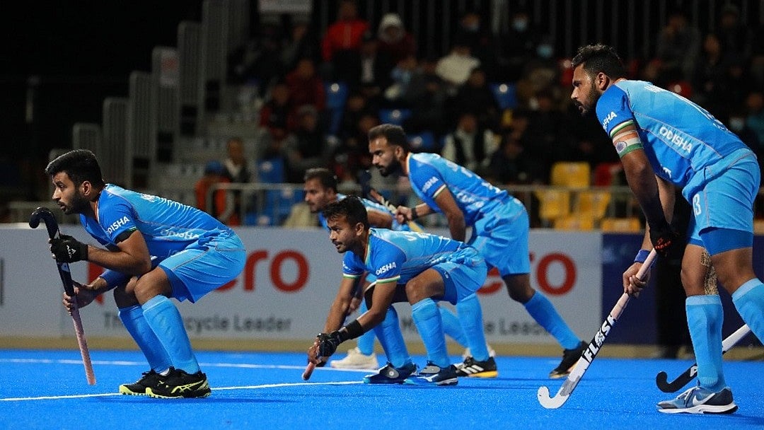 X | Hockey India  : India National Hockey Team at the Asian Champions Trophy 2024 semi-final match against South Korea. 