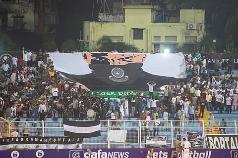 Mohammaden Sporting fans cheer their side in their ISL opener