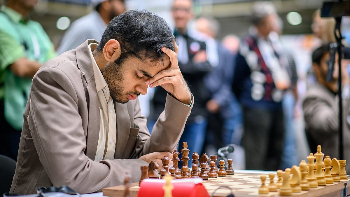 X/FIDE_chess : Indian Grandmaster Arjun Erigaisi in action at the Chess Olympiad