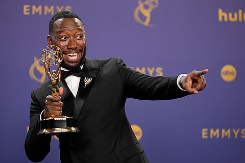 Emmy Awards 2024: Lamorne Morris poses with the award for outstanding supporting actor in a limited anthology series or movie for "Fargo"