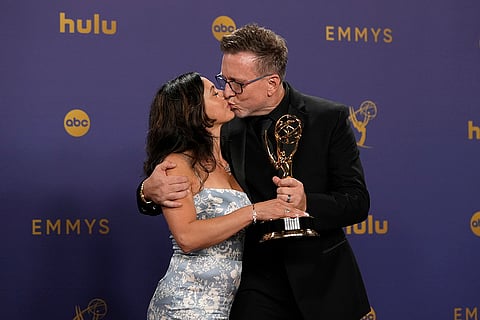Emmy Awards 2024: Ludmila Cliett, left, and Michael Cliett, winner of the award for outstanding special visual effects for "Shogun"