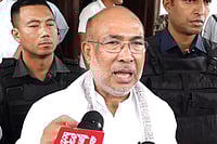 Photo: PTI : N Biren Singh addressing media