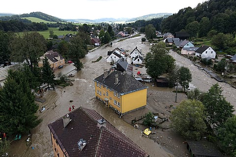 European Floods 2024: A view of flooded houses in Jesenik
