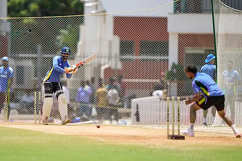 India vs Bangladesh Cricket: Ravindra Jadeja bats in the nets during a training session