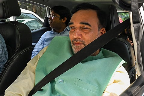 Gopal Rai arrives for AAP Legislature Party Meeting