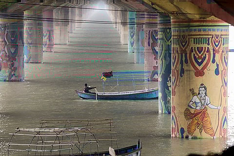 Swollen Ganga river in Prayagraj