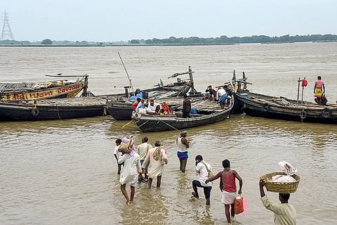 Swollen Ganga river in Patna