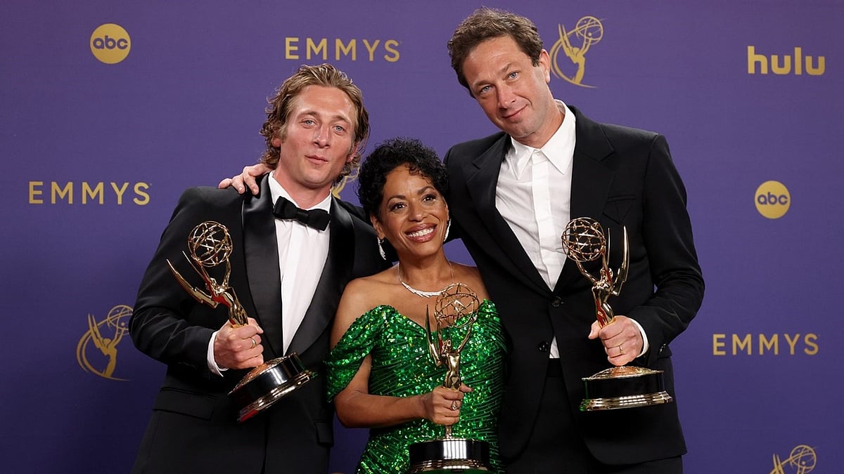 The Bear Cast Members with their Emmy Awards