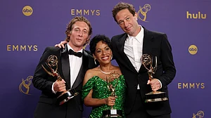 The Bear Cast Members with their Emmy Awards