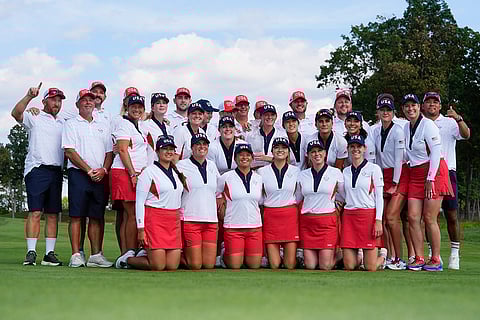 Solheim Cup Golf, United States vs Europe: United States players poses for photographs