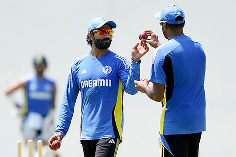 India vs Bangladesh Cricket: Ravindra Jadeja, and Ravichandran Ashwin during a training session