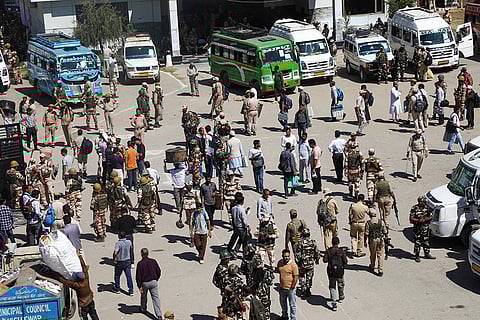 J&K Polls 2024, Kishtwar: Polling officials with security personnel leave for their respective polling stations