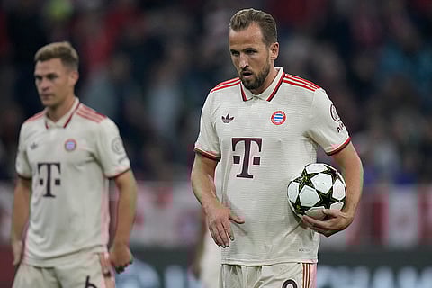 Champions League 2024-25, Bayern Munich vs GNK Dinamo: Bayern's Harry Kane prepares to take a penalty kick