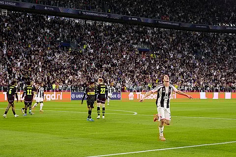 2024-25 Champions League, Juventus and PSV Eindhoven: Juventus' Kenan Yildiz celebrates after scoring a goal