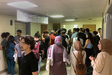 Lebanon Pager Explosions: People queue to donate blood at the American University hospital