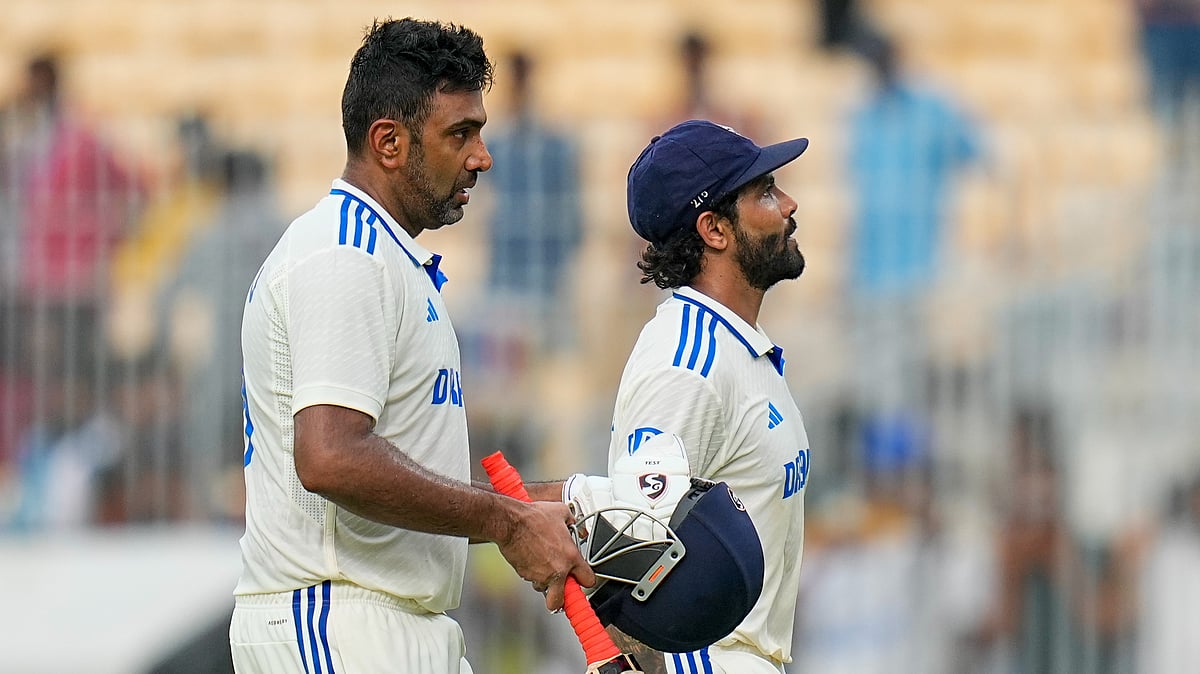 Indias Ravichandran Ashwin and Ravindra Jadeja walk back to the pavilion. PTI Photo