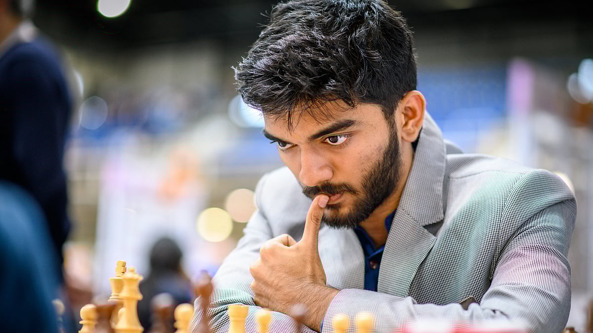 FIDE/Michał Walusza : Indian Grandmaster D Gukesh in action at the 2024 Chess Olympiad in Budapest.