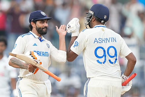 IND Vs BAN, 1st Test Day 1: Ravichandran Ashwin celebrates scoring a century with Ravindra Jadeja
