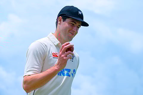 SL Vs NZ, 1st Test Day 2: New Zealand's William O'Rourke shows the ball in his hand as he celebrates his 5-wicket haul