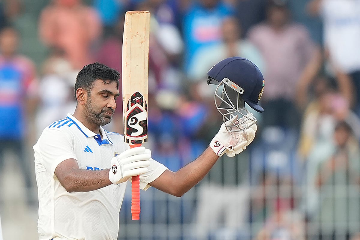 India vs Bangladesh 1st Test Cricket Day 1 - Ravichandran Ashwin celebrates his century