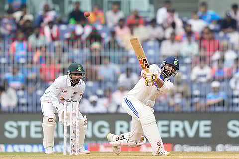 IND Vs BAN, 1st Test Day 1: Ravindra Jadeja plays a shot