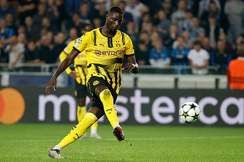 UEFA Champions League, Club Brugge vs Borussia Dortmund: Dortmund's Sehrou Guirassy scores his side's third goal