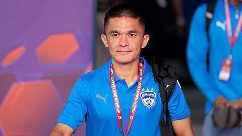 Sunil Chhetri arriving for the game.