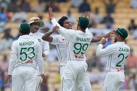 IND Vs BAN, 1st Test Day 1: Bangladesh's Hasan Mahmud celebrates the wicket of India's Virat Kohli