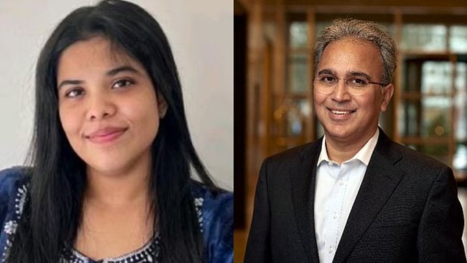 X/ @MashableIndia : The woman employee of Ernst and Young (L) and the company's chairman of India office Rajiv Memani (R)