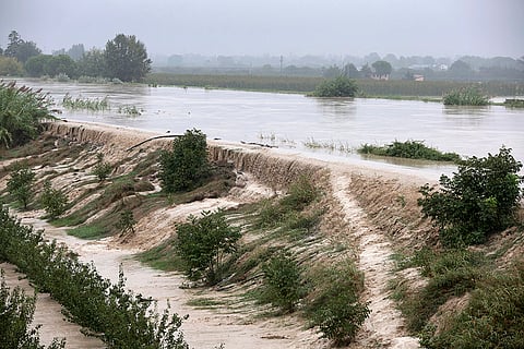 Central Europe Floods: The Lamone river overflows its banks in Italy