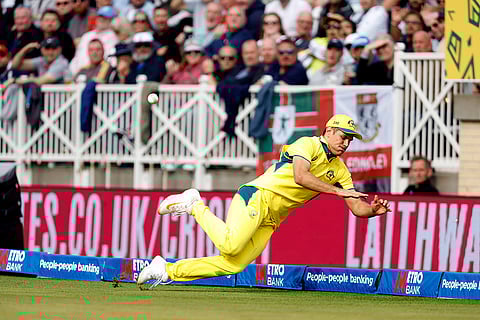 England Vs Australia 1st ODI: Australia's Aaron Hardie prevents a boundary