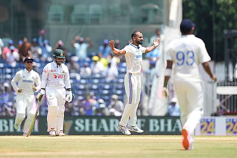 IND Vs BAN, 1st Test Day 2: Arash Deep celebrates the wicket of Bangladesh's Zakir Hasan