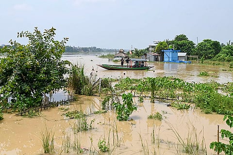 Bengal floods: A flooded area of Santipur in Nadia