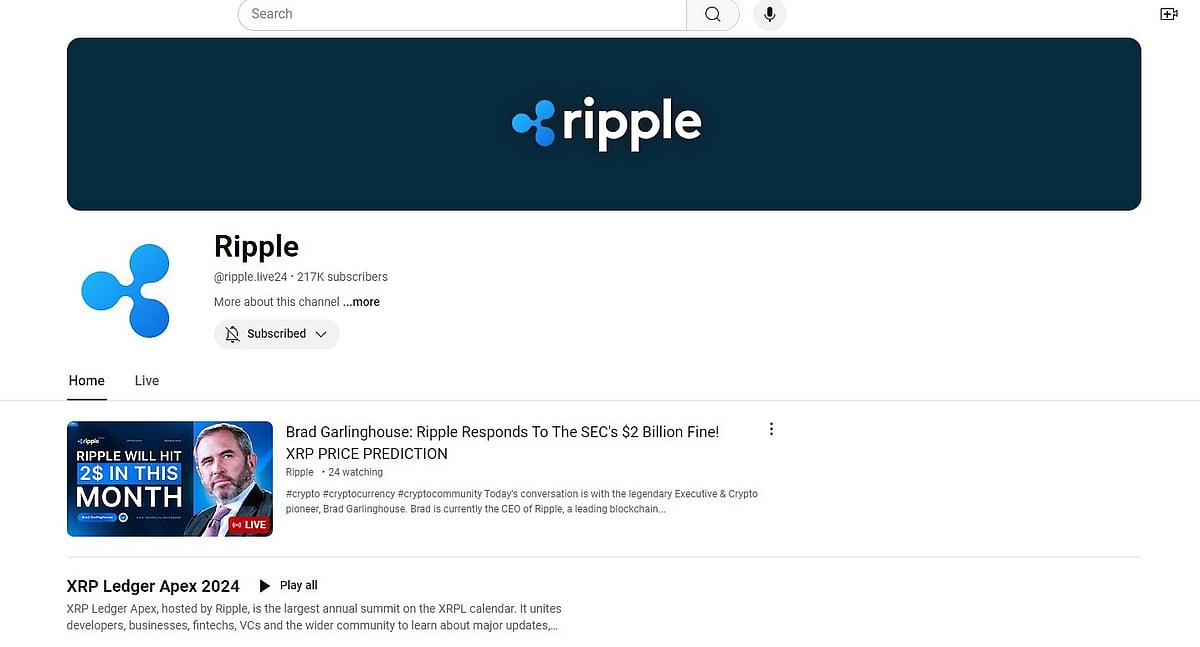 X/@PTI_News : The YouTube channel was showcasing videos from US-based Ripple Labs. | 