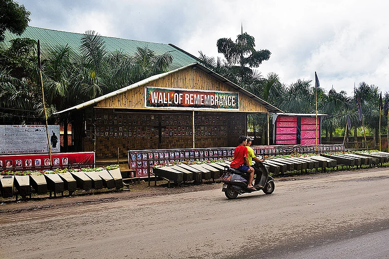 In Memory: Wall of Remembrance of the recent incidents of violence between the Kukis and the Meiteis at Churachandpur, Manipur - Photo: Sandipan Chatterjee