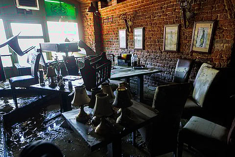 Central Europe Floods: A caffe is seen damaged in Poland