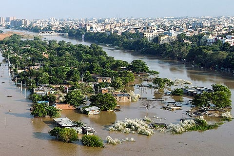 Aerial view of flood in Patna